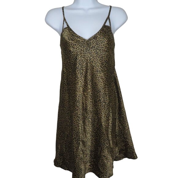 Vintage Morgan Taylor Intimates Leopard Print Slip Nightgown Small Knee Length - Picture 5 of 10
